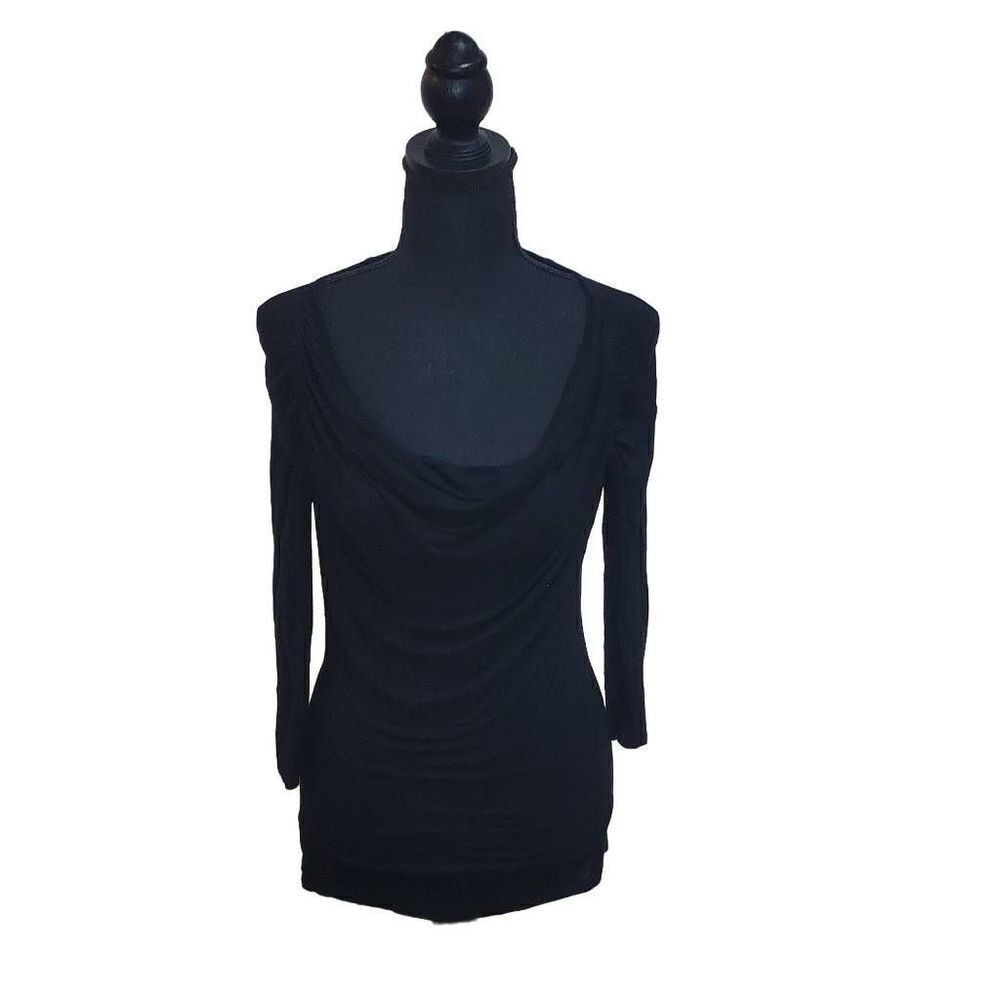 Workshop Andrea Jovine 3/4 Sleeve Ruched Scoop Cowl Neck Blouse